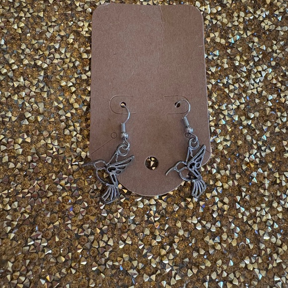 Elegant Silver Hummingbird Earrings - Picture 3 of 3